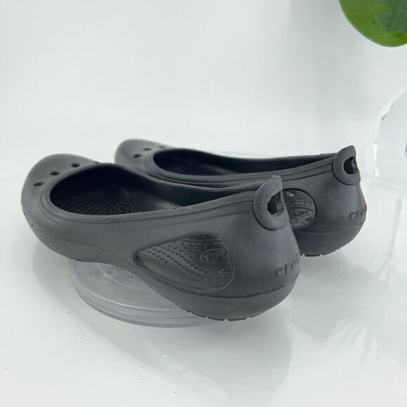 Crocs Kadee Women's Size 6 Black Rubber Ballet Flats Slip On Comfort Shoes - Picture 6 of 12
